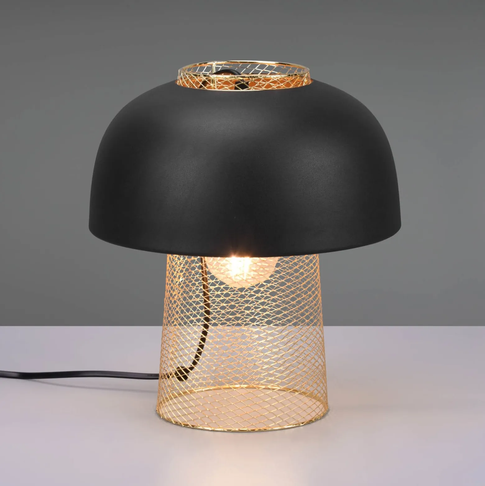Tischleuchte Punch, schwarz/gold, Ø 25 cm