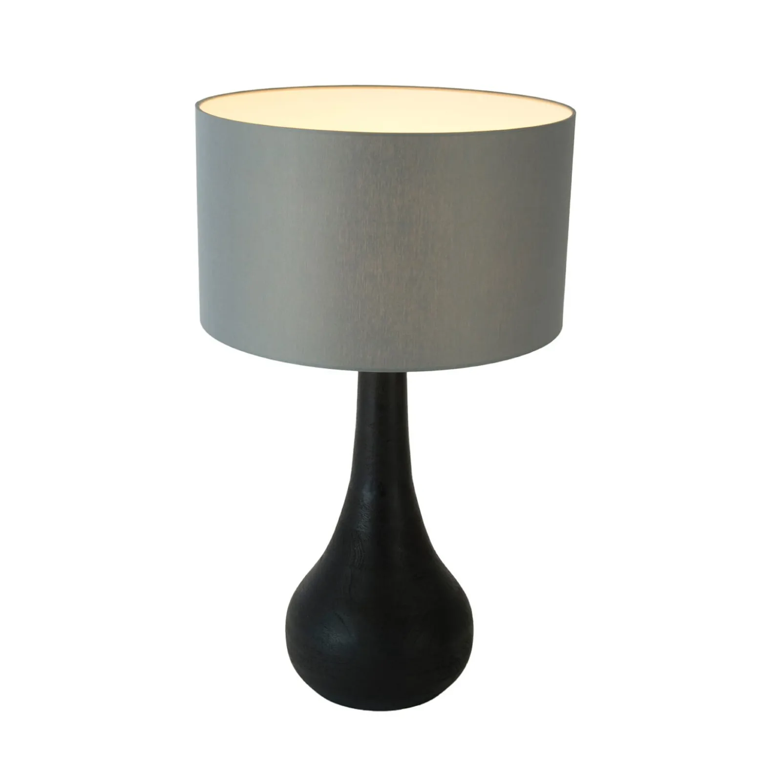 Tischleuchte RODOLFO, schwarz/grau, Höhe 63 cm, Holz/Chintz
