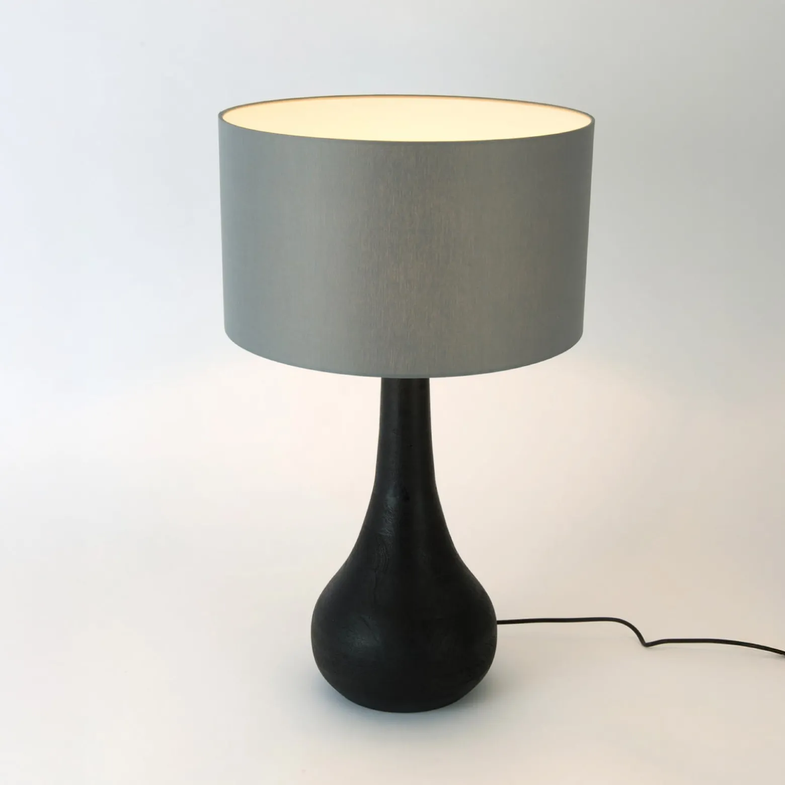 Tischleuchte RODOLFO, schwarz/grau, Höhe 63 cm, Holz/Chintz