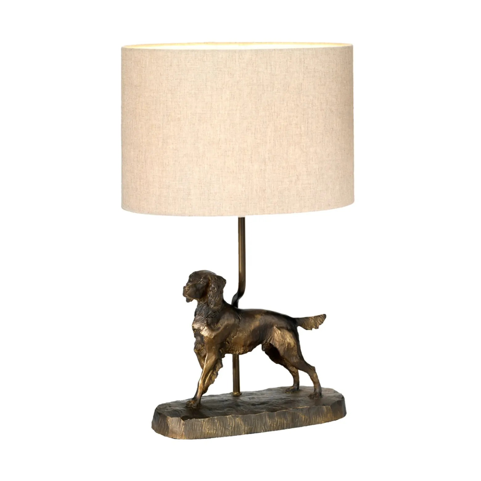 Tischleuchte Rufus, bronze-patina/creme, Leinen, Resin