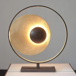 Tischleuchte Satellite in Gold-Braun, Höhe 58