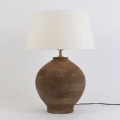 Tischleuchte SORATTE, natur/écru, Höhe 48 cm, Mangoholz, E27