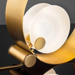Tischleuchte Sound TL1, rund, goldener Rahmen, G9