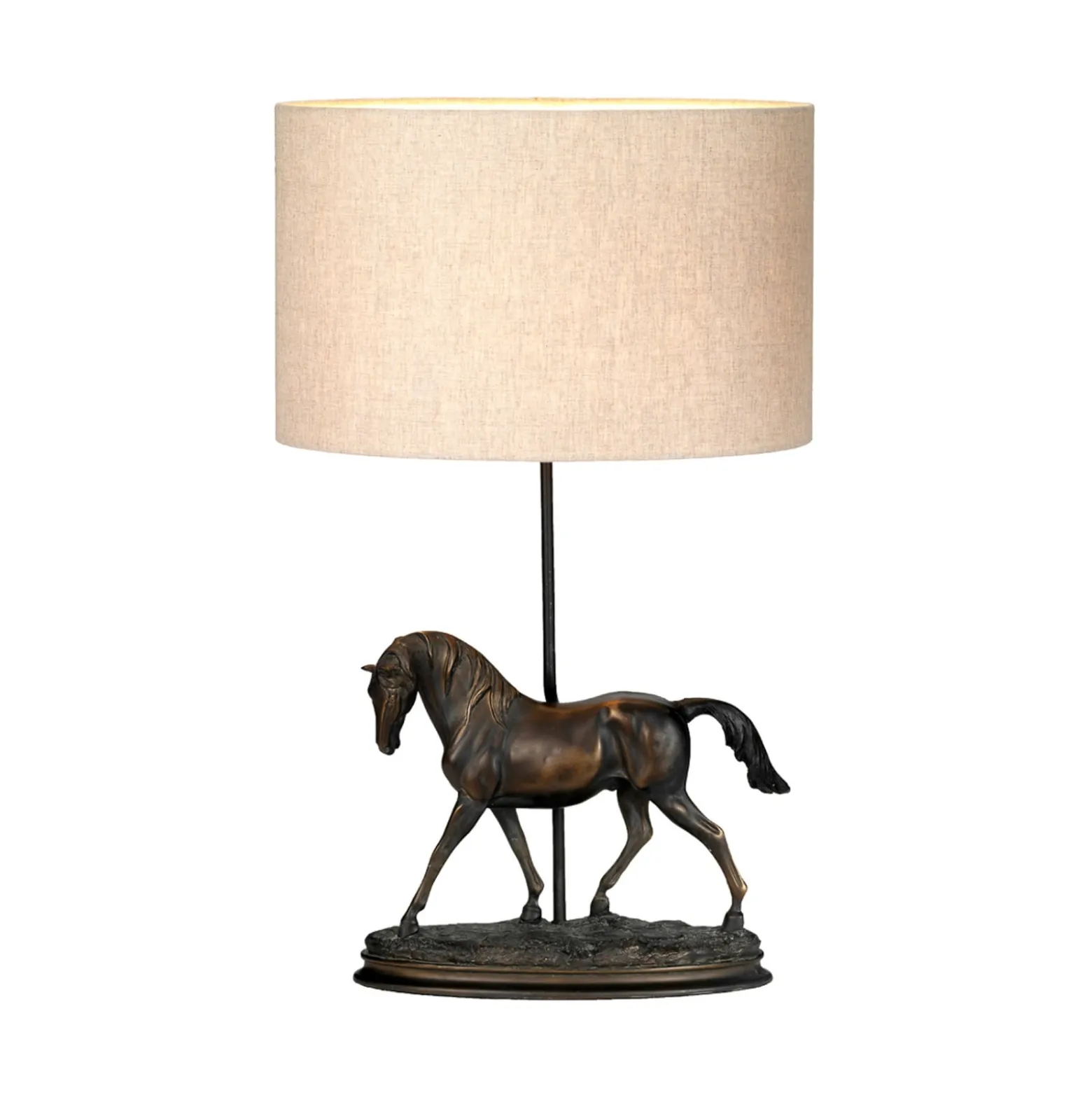 Tischleuchte Spirit, bronze-patina/creme, Leinen, Resin