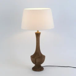 Tischleuchte SUBASIO, natur/écru, Höhe 50 cm, Mangoholz, E27