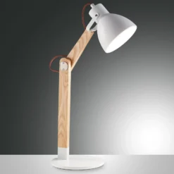 Tischleuchte Sveva aus Holz, weiß/esche