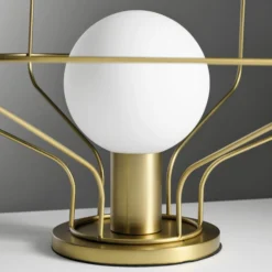 Tischleuchte Wire, gold, Metallkäfig, 40 x 33 cm, dimmbar