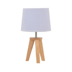 Tischleuchte Yoga, weiß/holz hell, 34 cm, Baumwolle/Holz
