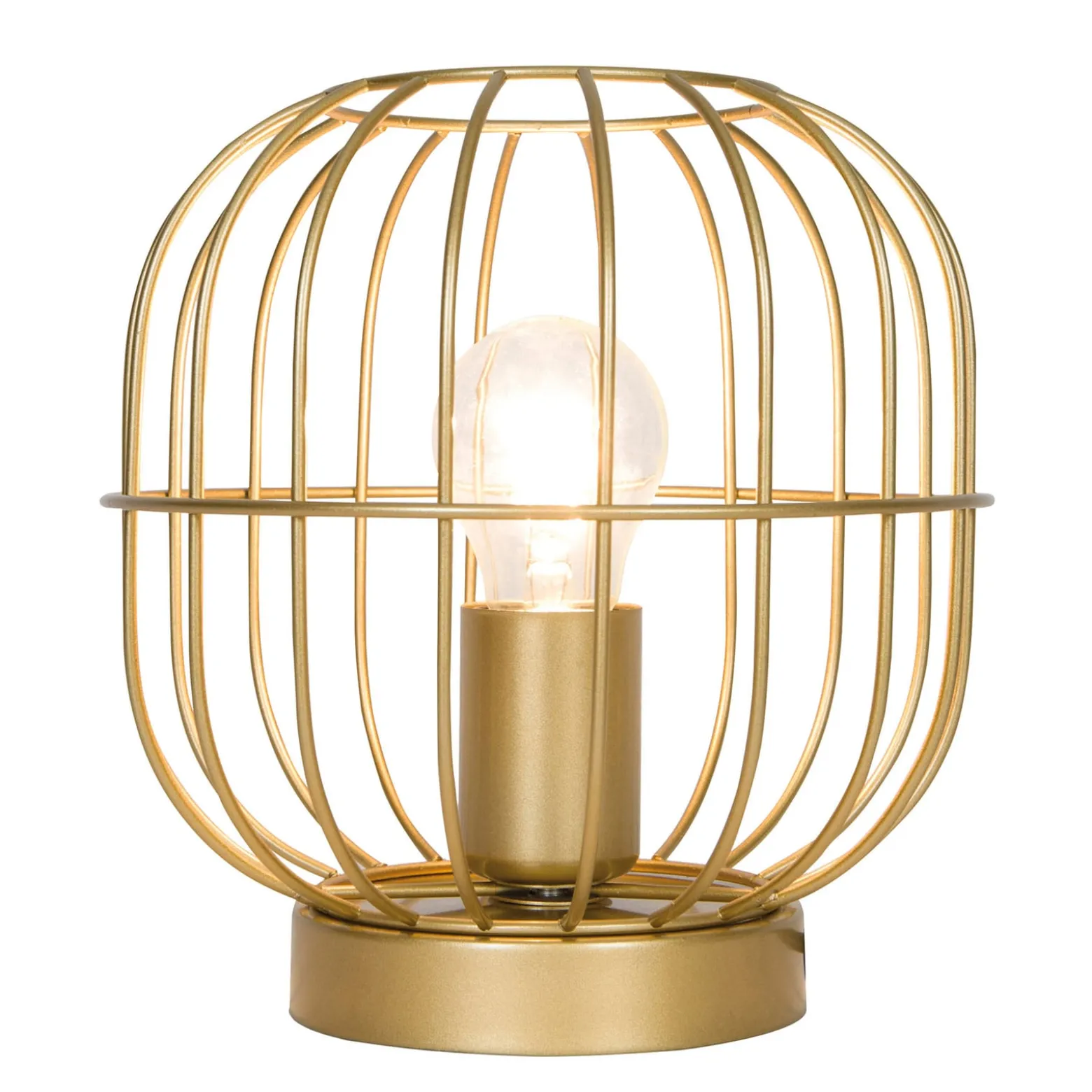 Tischleuchte Zenith in Käfigform, gold