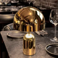 Tom Dixon Akku-Tischlampe BELL PORTABLE, gold, 28 cm IP44