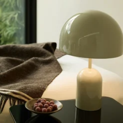 Tom Dixon Akku-Tischlampe BELL PORTABLE, hellgrau 28 cm IP44