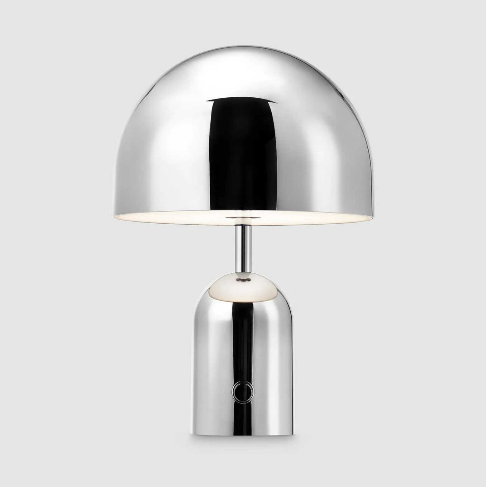 Tom Dixon Akku-Tischlampe BELL PORTABLE, silber, 28 cm IP44