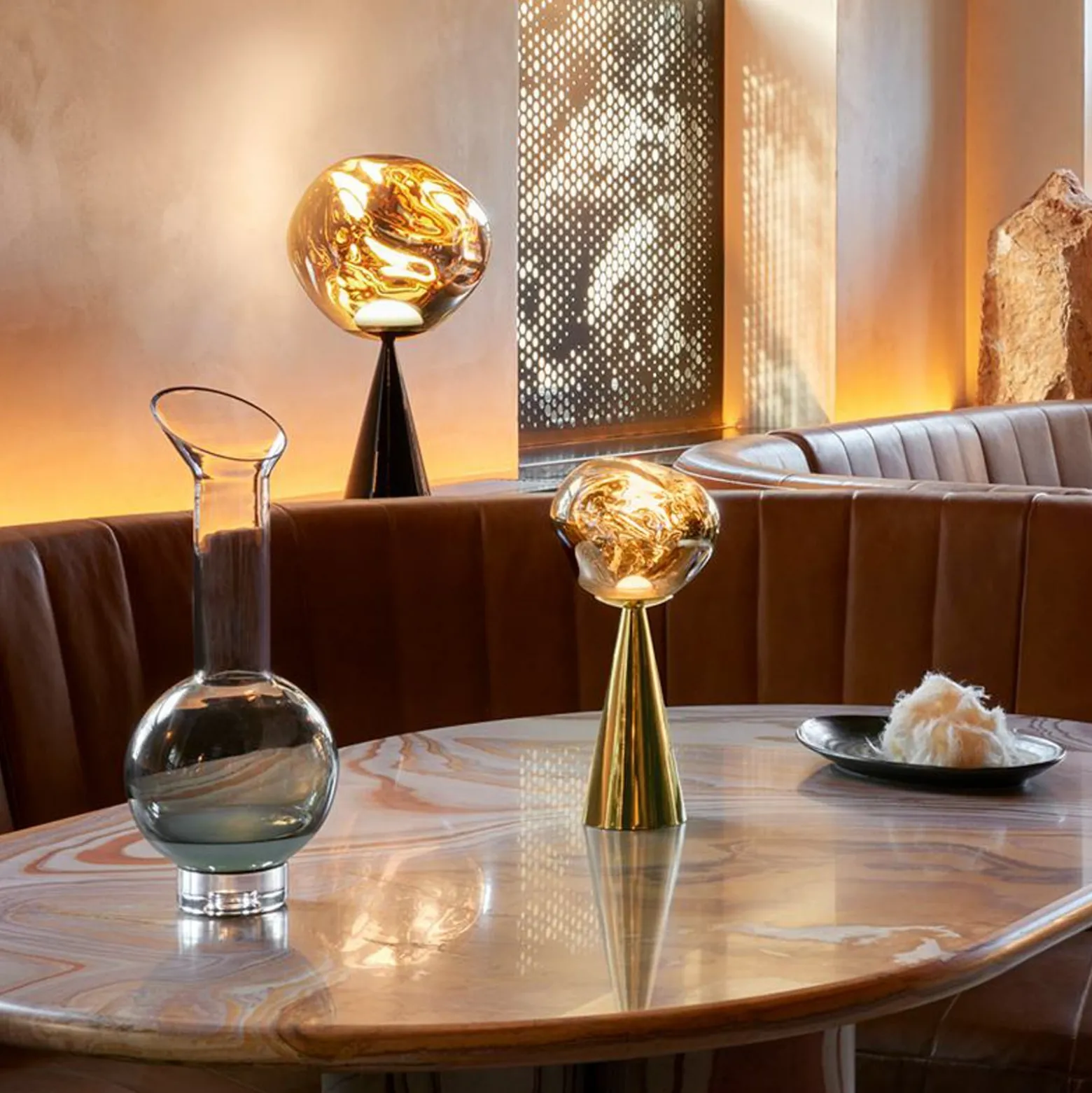 Tom Dixon LED-Akku-Tischlampe Melt, goldfarben, Höhe 29 cm
