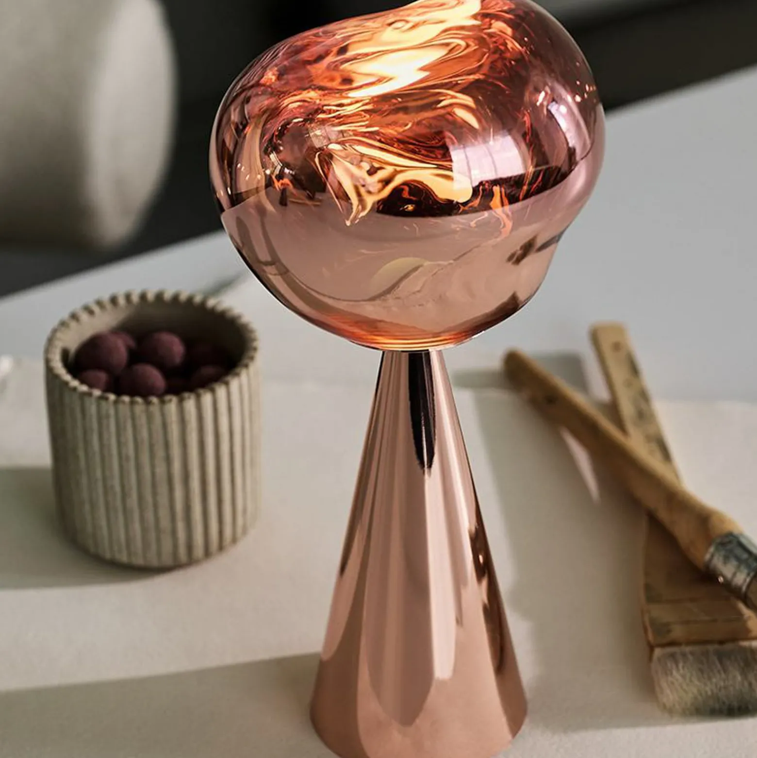 Tom Dixon LED-Akku-Tischlampe Melt, kupferfarben, Höhe 29 cm