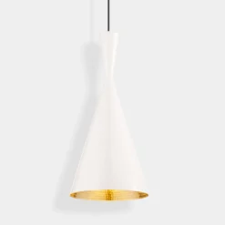 Tom Dixon LED-Hängelampe Beat Tall, weiß, Ø 19 cm, Messing