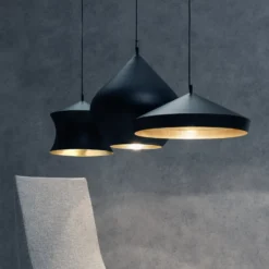 Tom Dixon LED-Hängelampe Beat Wide, schwarz, 36 cm, Messing
