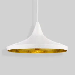Tom Dixon LED-Hängelampe Beat Wide, weiß, Ø 36 cm, Messing