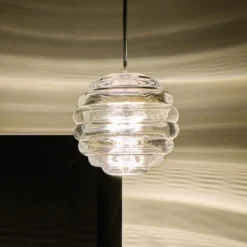 Tom Dixon LED-Hängelampe Press Sphere, klar, Ø 14 cm, 927