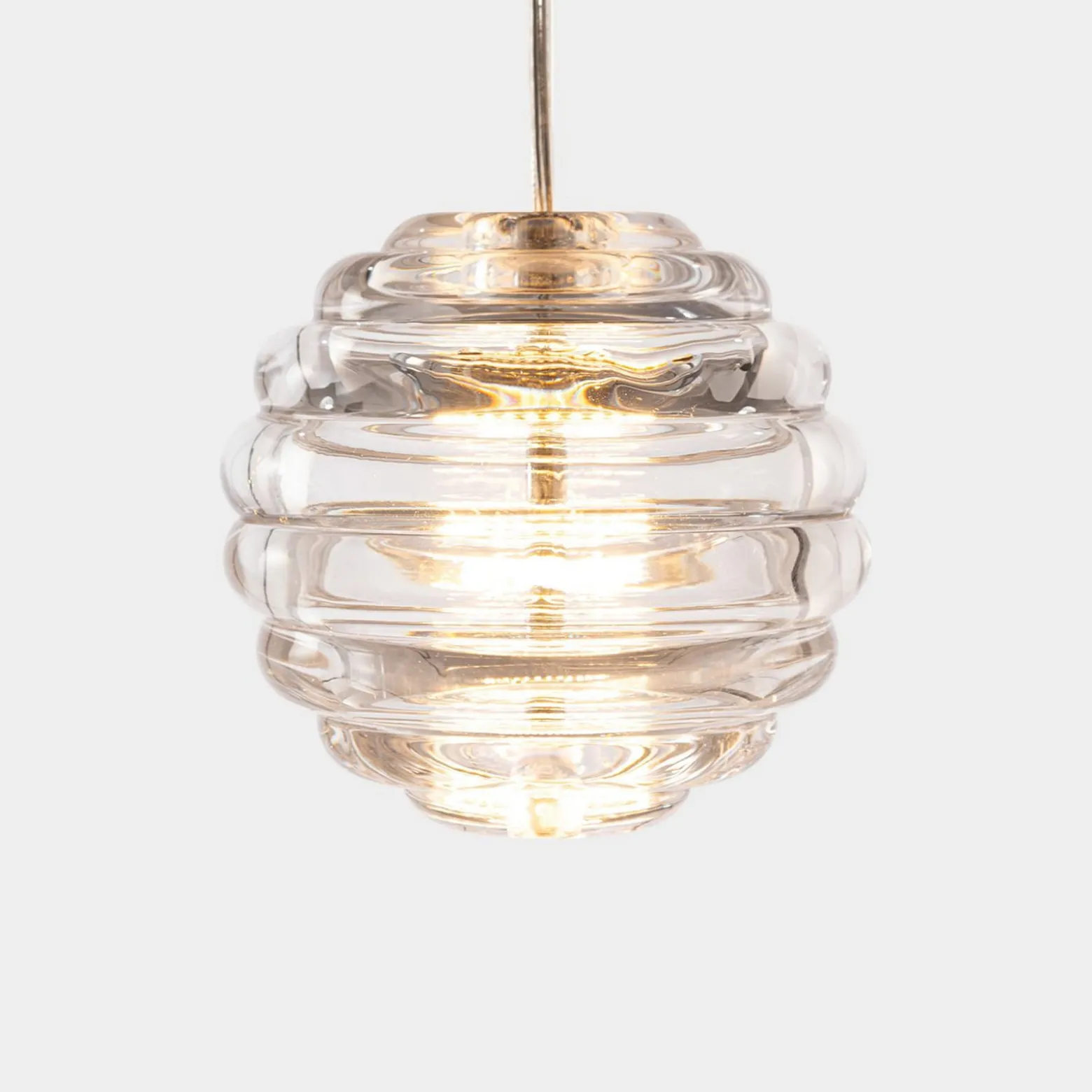 Tom Dixon LED-Hängelampe Press Sphere, klar, Ø 14 cm, 927