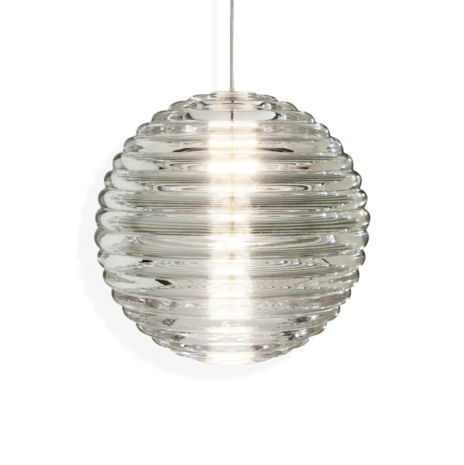 Tom Dixon LED-Hängelampe Press Sphere, klar Ø 30 cm 927 Glas