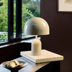Tom Dixon LED-Tischlampe Bell, hellgrau, Höhe 43 cm, dimmbar
