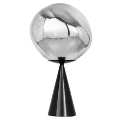 Tom Dixon LED-Tischlampe Melt Cone Fat, chrom/schwarz, 47 cm