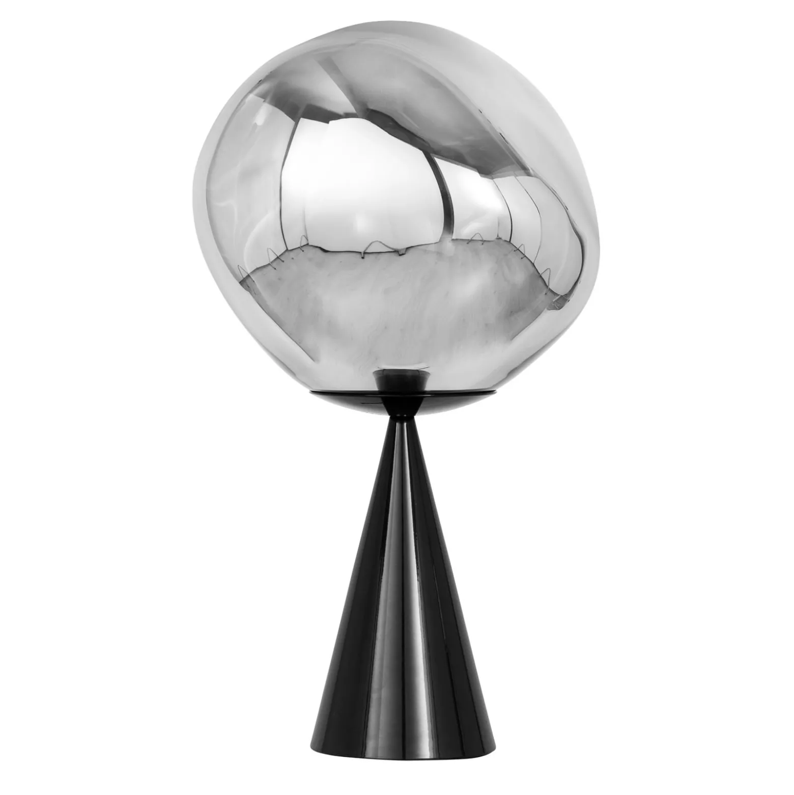 Tom Dixon LED-Tischlampe Melt Cone Fat, chrom/schwarz, 47 cm