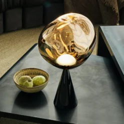 Tom Dixon LED-Tischlampe Melt Cone Fat, gold/schwarz, 47 cm