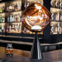Tom Dixon LED-Tischlampe Melt Cone Fat, kupfer/schwarz, 47cm