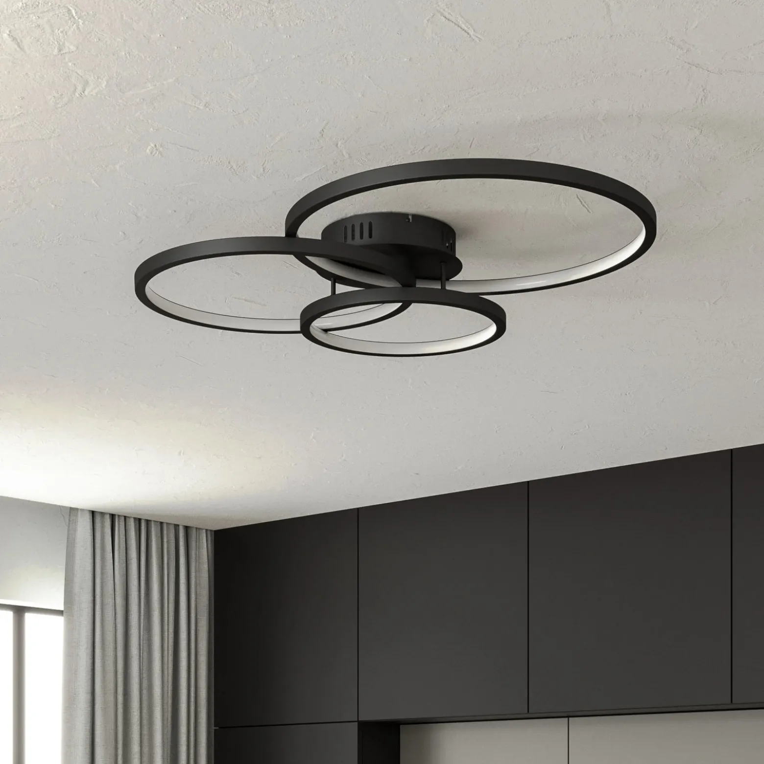Trio WiZ Aaron smarte LED-Deckenleuchte, anthrazit
