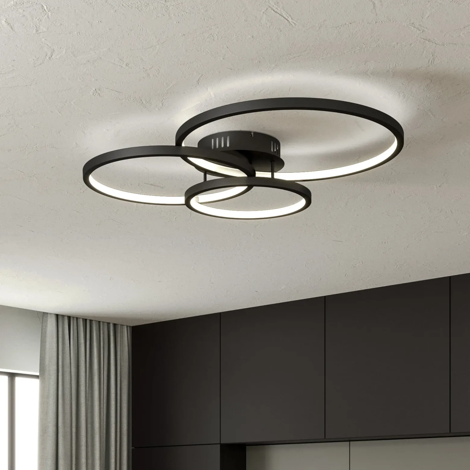 Trio WiZ Aaron smarte LED-Deckenleuchte, anthrazit