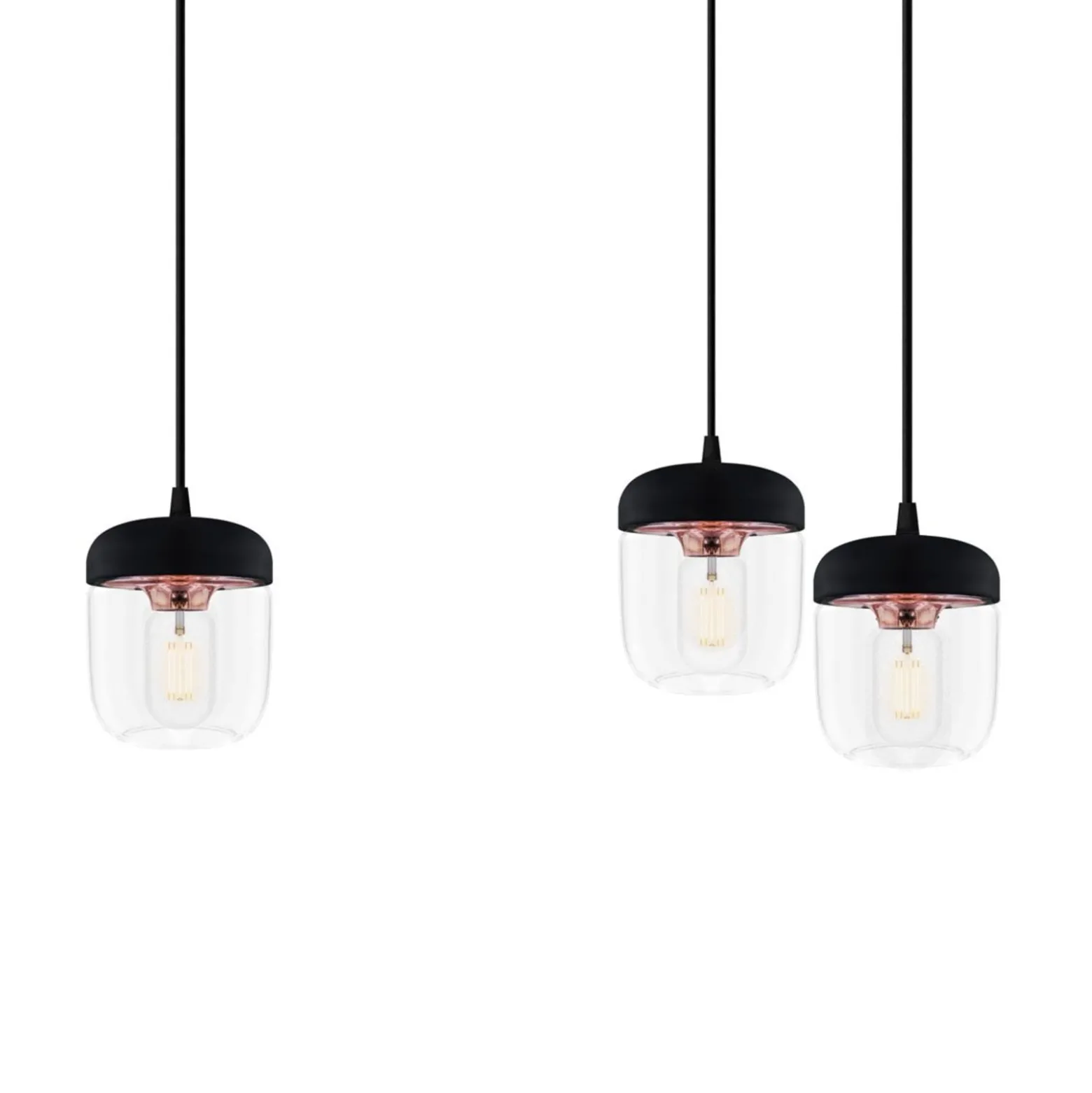 UMAGE Acorn Pendellampe 3-flg. schwarz/kupfer