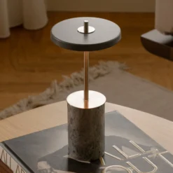 UMAGE Akkuleuchte Asteria MOVE MINI, marmorgrau/stahl, IP44