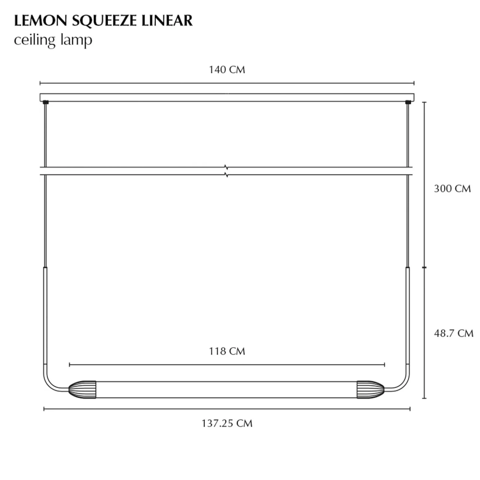 UMAGE Hängeleuchte LEMON SQUEEZE LINEAR, messing 138 cm GU10