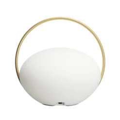 UMAGE LED-Akku-Tischleuchte Orbit, weiß/messing, IP44, CCT