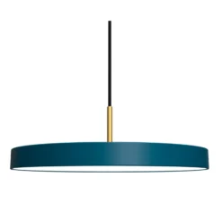 UMAGE LED-Hängelampe Asteria Medium, petrol/messing, Ø 43 cm