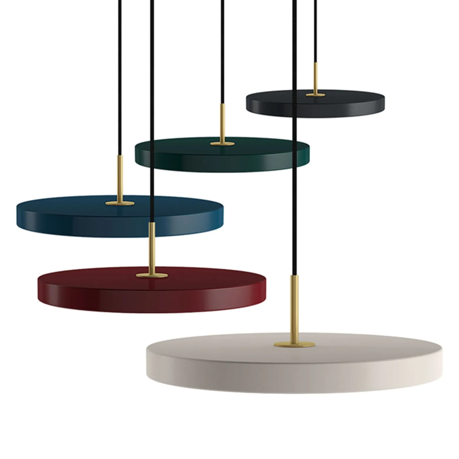 UMAGE LED-Hängelampe Asteria Mini, perlweiß/messing, Ø 31 cm