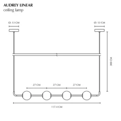 UMAGE LED-Hängeleuchte Audrey LINEAR, messing, 118 cm 4-flg.