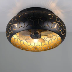 Ventilator mit Licht Bidar, schwarz/gold, DC, leise, Remote