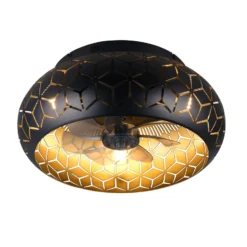 Ventilator mit Licht Bidar, schwarz/gold, DC, leise, Remote