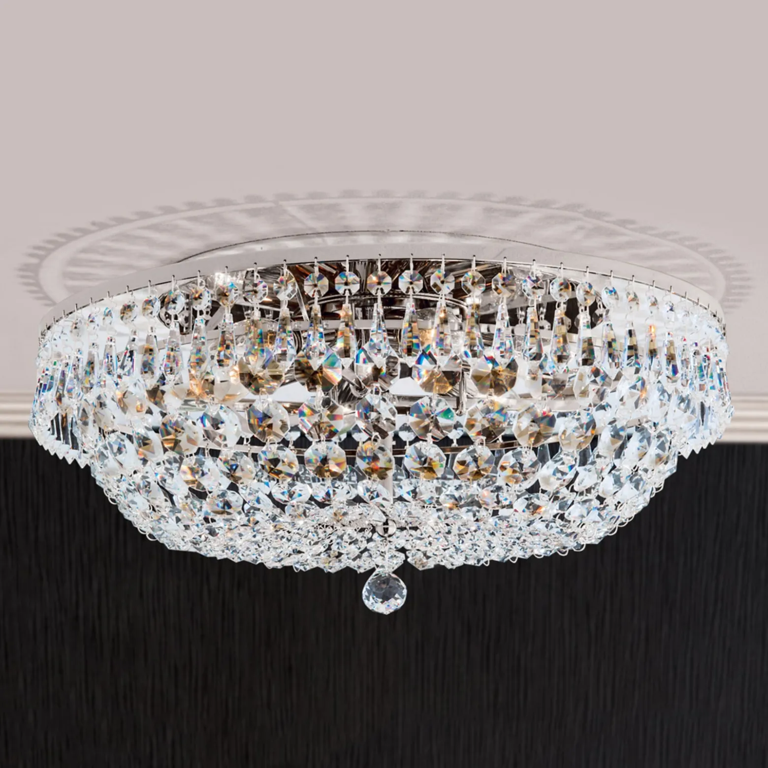 Verchromte Kristalldeckenleuchte SHERATA, 45 cm