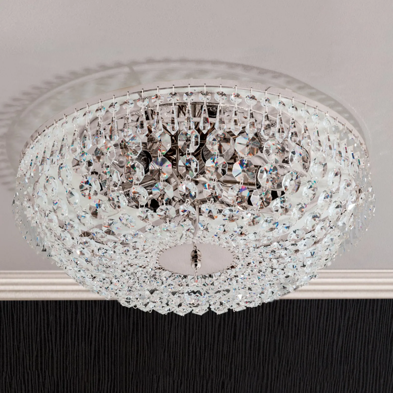 Verchromte Kristalldeckenleuchte SHERATA, 45 cm
