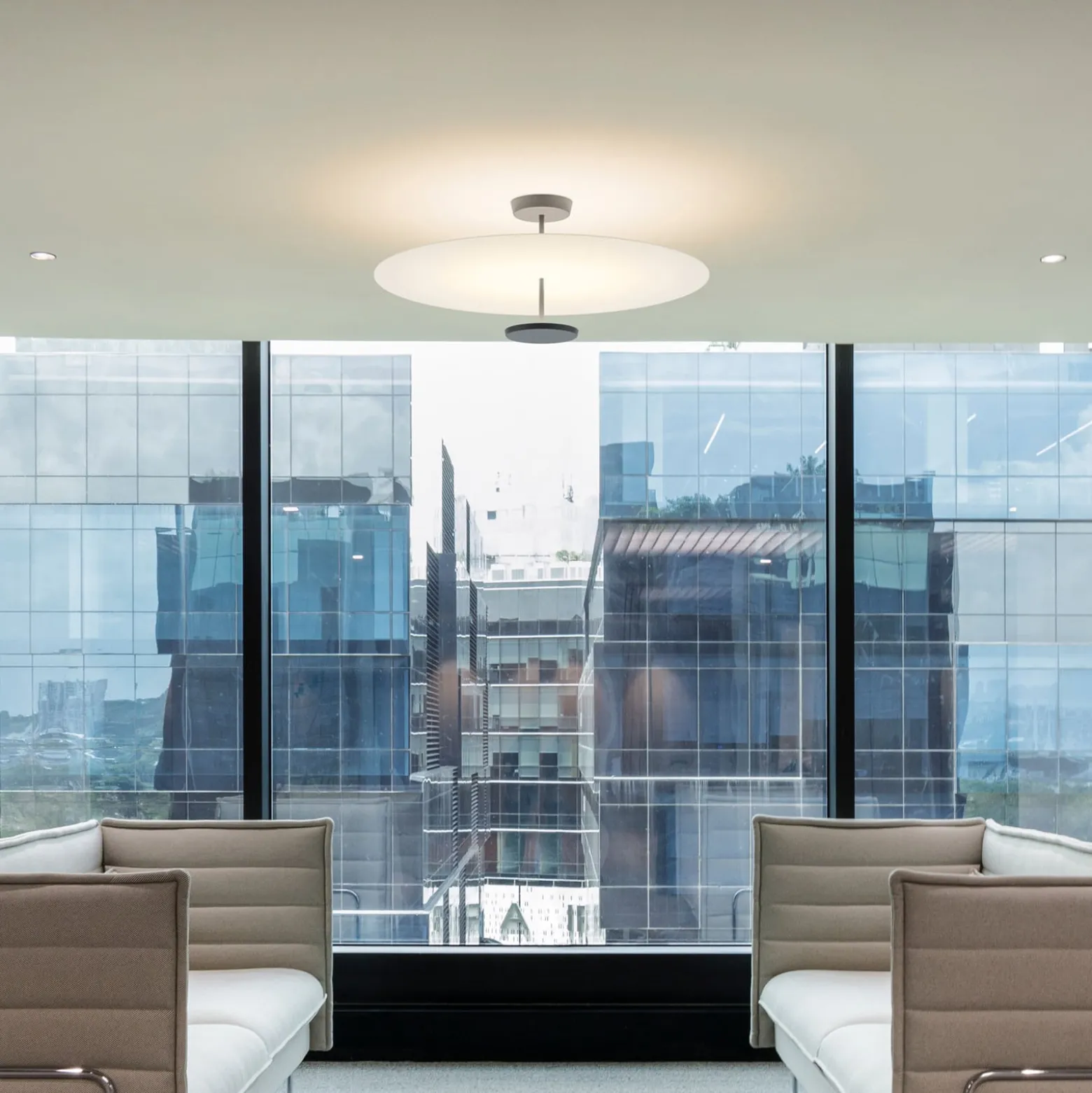 Vibia Flat LED-Deckenleuchte 2-flg. Ø 90 cm weiß