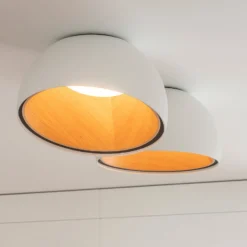 Vibia LED-Deckenleuchte DUO, weiß, Höhe 23 cm, Eichenholz