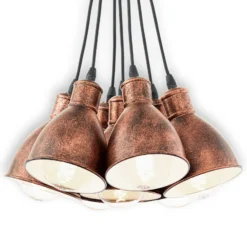 Vintage-Pendelleuchte Priddy 1 7flg., kupfer antik