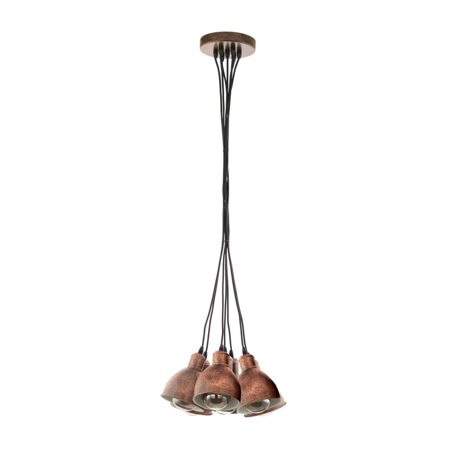 Vintage-Pendelleuchte Priddy 1 7flg., kupfer antik
