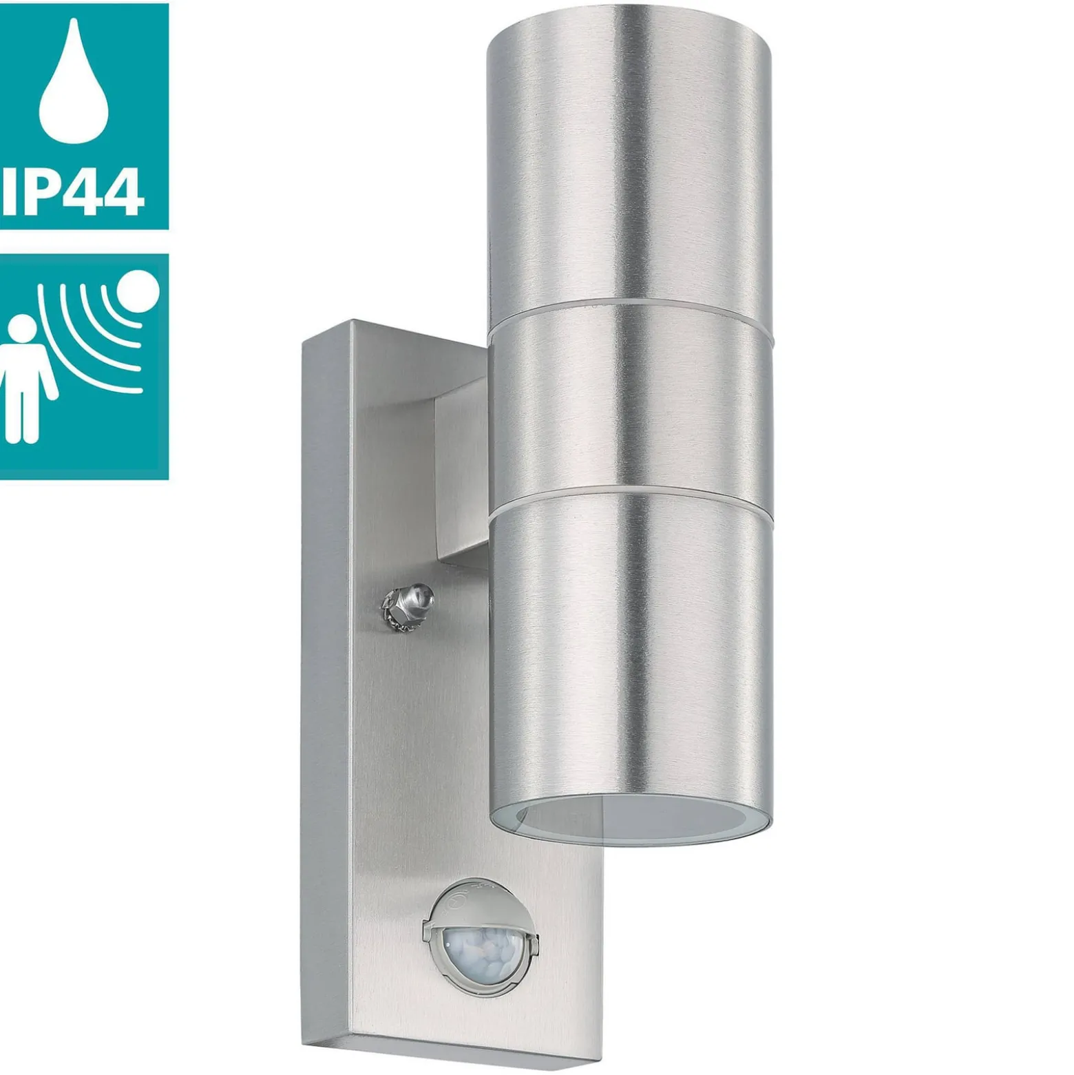 Wandlampe Riga 5 edelstahl 21 cm, Edelstahl, Sensor 2-flg.