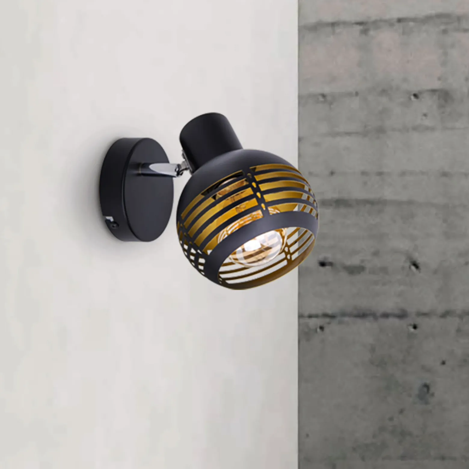 Wandleuchte Casco, einflammig, schwarz