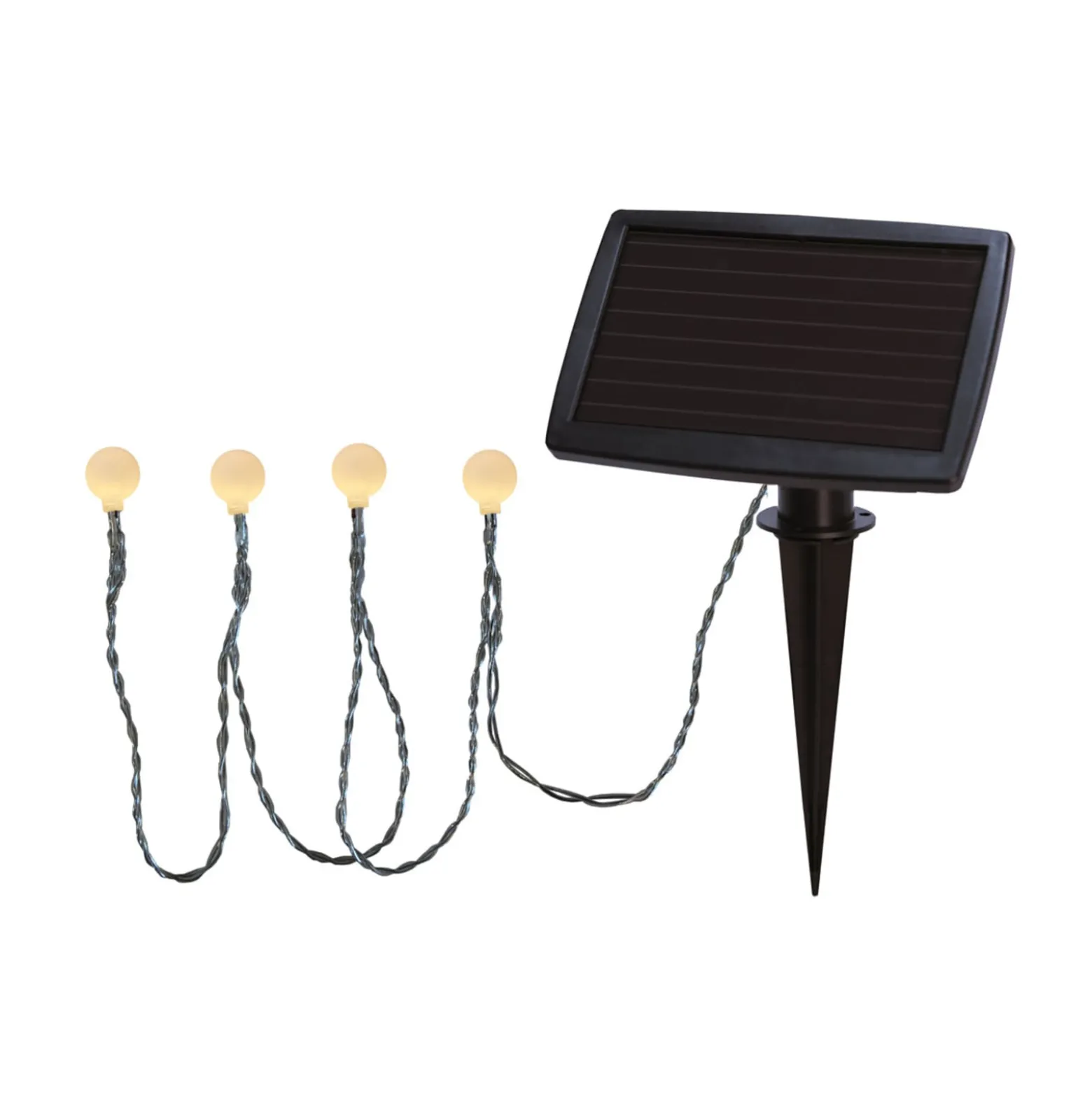 Warmweiß leuchtende LED-Solar-Lichterkette Globini
