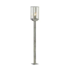 Wegeleuchte Box II, 90 cm hoch, silber/klar, Glas, IP44